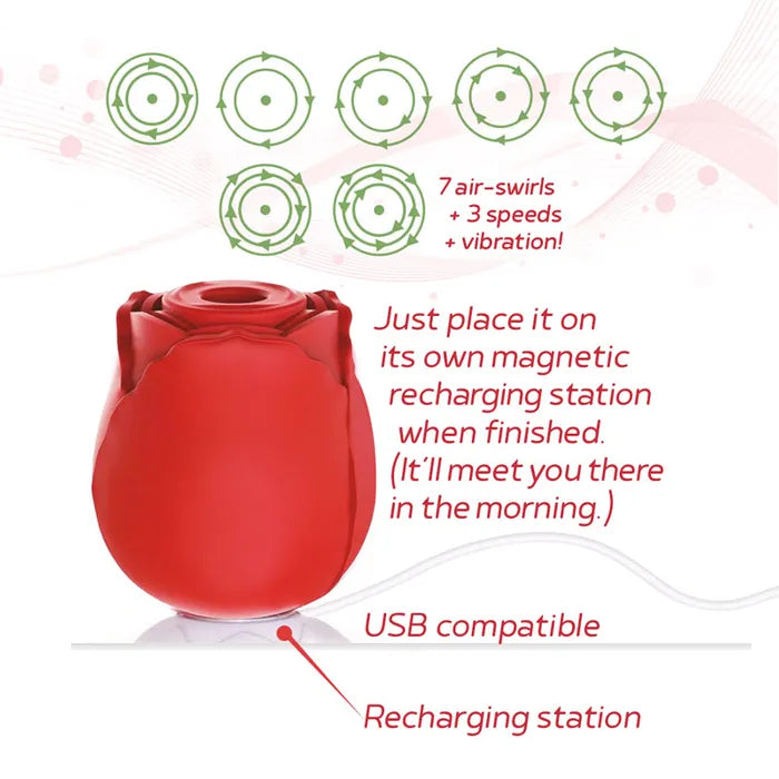 Wild Rose Suction Vibrator USB Rechargeable Air Pulse Stimulator Icon Brands