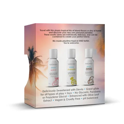 Wicked Simply Tropical Trio Flavoured Water Based Lubricants Set Of 3 x 30ml Bottles Wicked