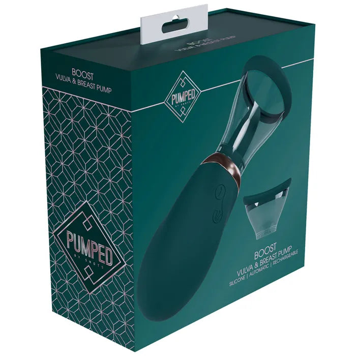 Shots Toys PUMPED Boost Auto USB Rechargeable Vulva & Brest Pump Green Shots Toys