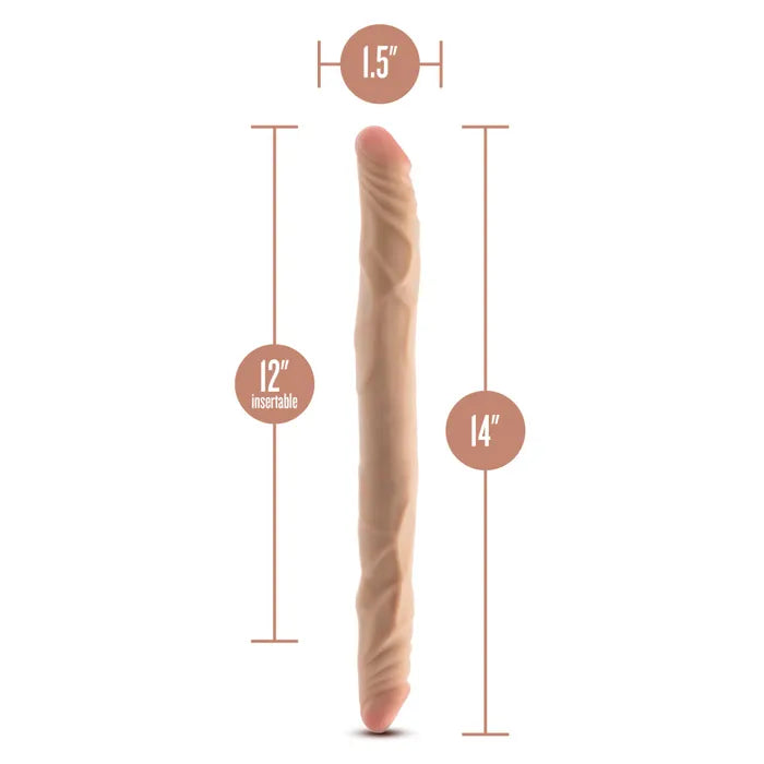 Blush Novelties Dr Skin Plus Posable Double Dong 14 Inch Flesh Blush Novelties