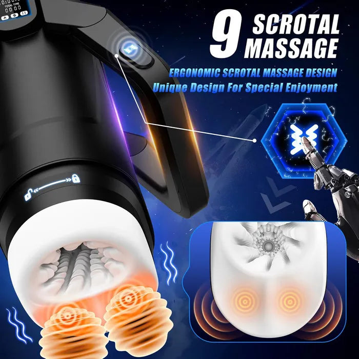 CyberSkin The Wing USB Rechargeable Thrusting & Massaging Auto Masturbator With Heater Black CyberSkin