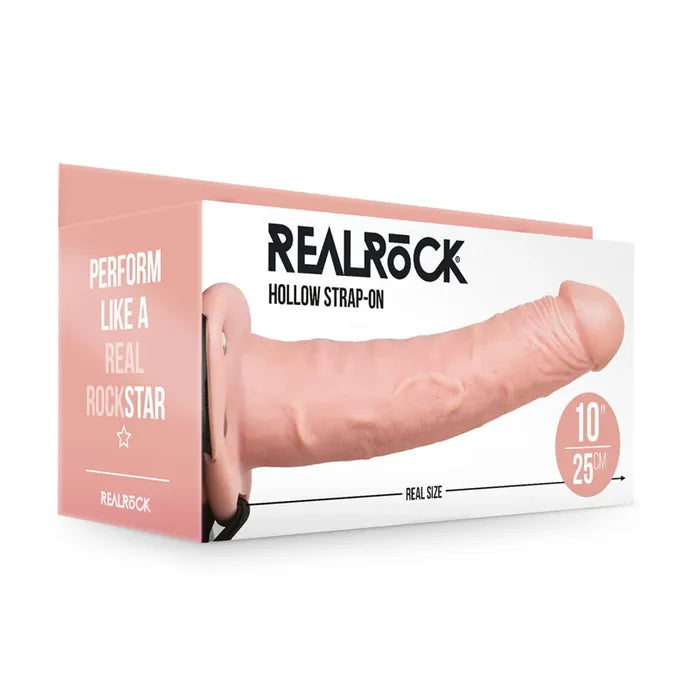 REALROCK Hollow Strap-on - 24.5 cm Black - Black 24.5 cm Hollow Strap-On Shots Toys