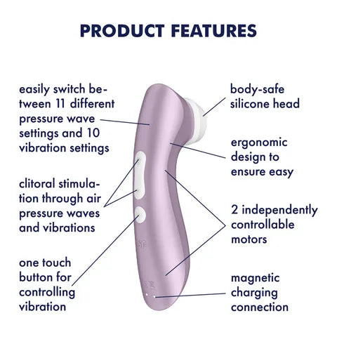Satisfyer Pro 2+ Touch Free USB Rechargeable Clitoral Stimulator With Vibration Satisfyer