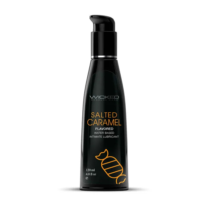 Wicked Aqua Salted Caramel Flavoured Water Based Lubricant 2 Oz Bottle Wicked