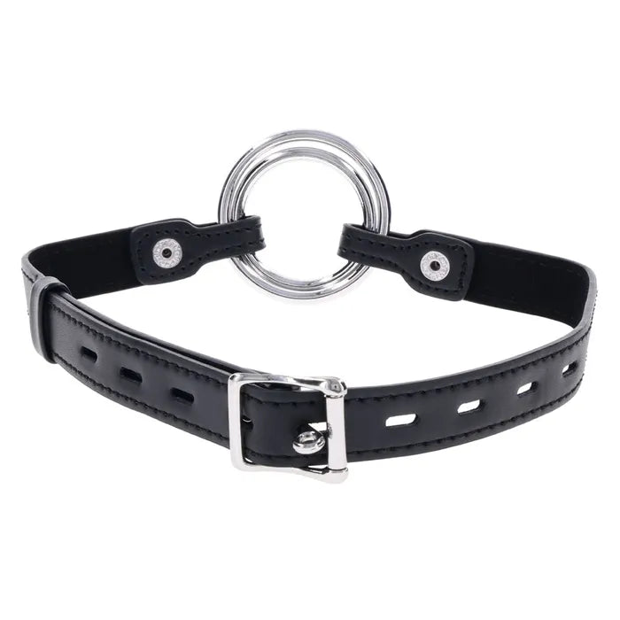 EDGE Interchangeable Ring Gag Mouth Gag Restraint With 2 Interchangeable Pieces Black Sportsheets