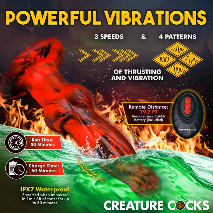 XR Brands Creature Cocks Hell Wolf USB Rechargeable Thrusting Fantasy Dildo 22cm Red XR Brands
