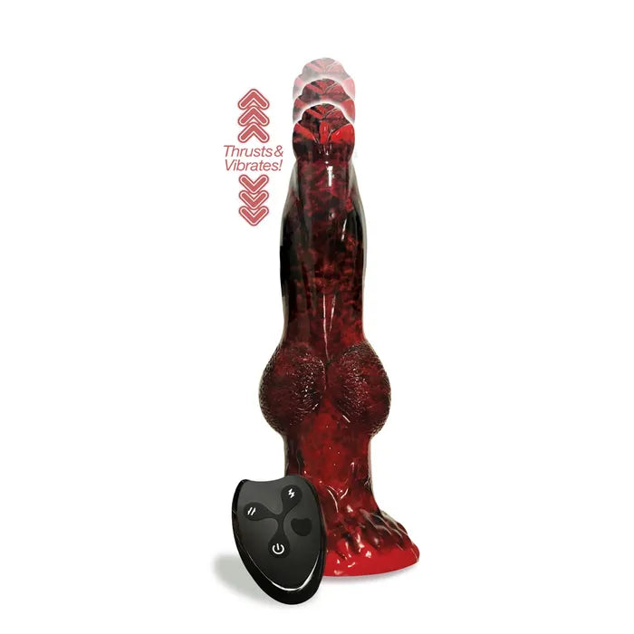 Icon Brands Alien Nation Fire Dragon USB Rechargeable Thrusting Fantasy Dong With Remote 22.9cm Red / Black Secondary image