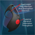 Icon Brands Red Dot Rings V3 USB Rechargeable Vibrating Cock Ring With Remote Black Icon Brands