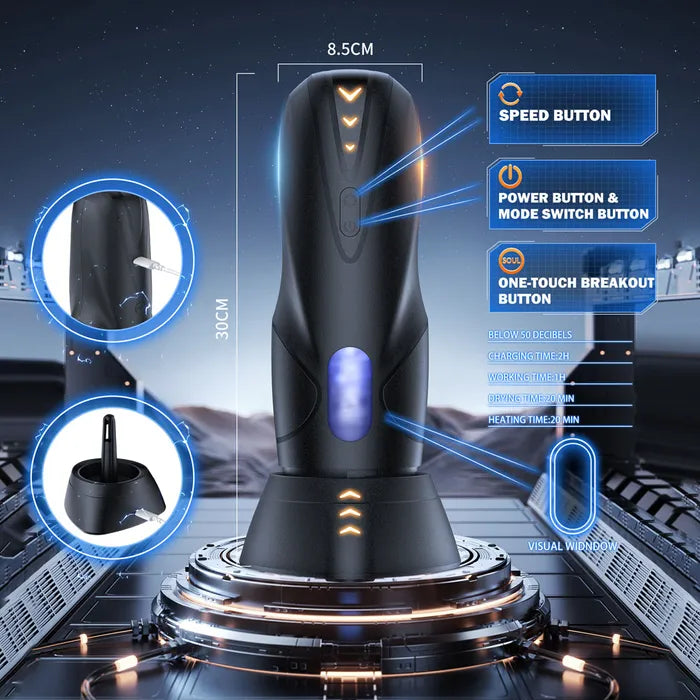 CyberSkin The Galaxy Voy USB Rechargeable Thrusting & Rotating Auto Masturbator With Heater CyberSkin