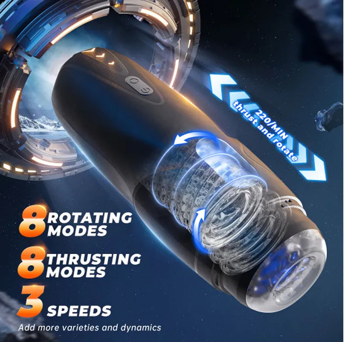 CyberSkin The Galaxy Voy USB Rechargeable Thrusting & Rotating Auto Masturbator With Heater CyberSkin