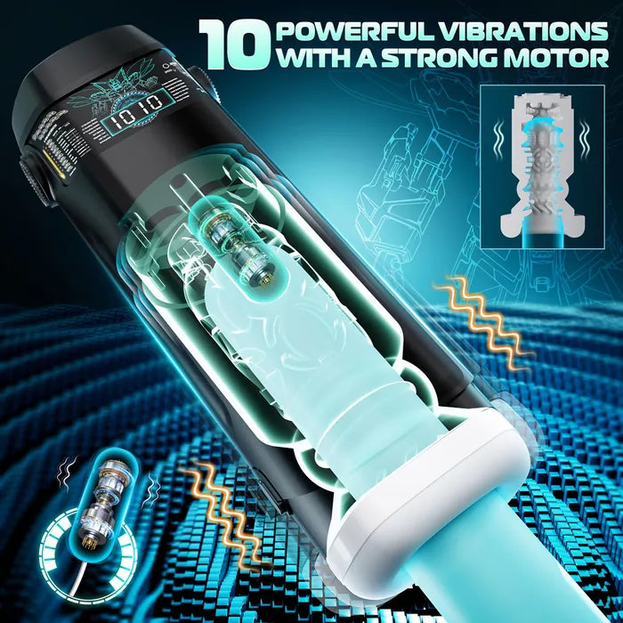 CyberSkin The Titan USB Rechargeable Thrusting & Vibrating Auto Masturbator With Heater Black CyberSkin