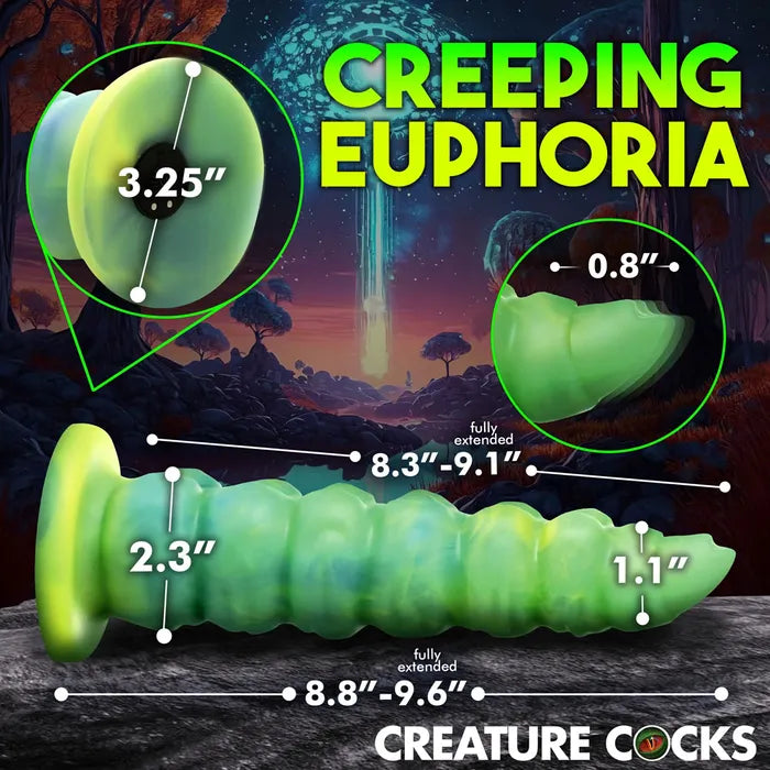 XR Brands Creature Cocks Squirmer USB Rechargeable Thrusting Fantasy Dildo 22.3cm Green XR Brands