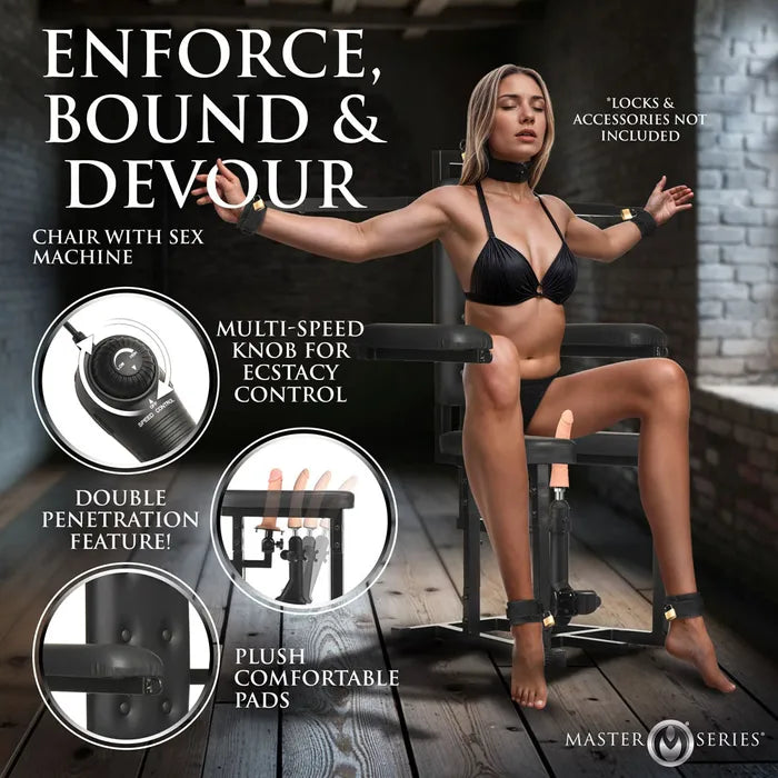 XR Brands Master Series Deluxe nforcer Chair With Mains Powered Sex Machine XR Brands