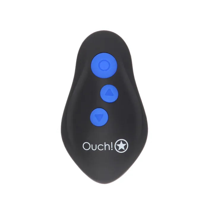Shots Toys OUCH! USB Rechargeable Vibrating Butt Plug & Cock Ring with  E Stim Black Shots Toys
