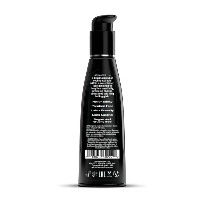 Wicked Aqua Chill Cooling Water Based Lubricant 4 Oz Bottle Wicked