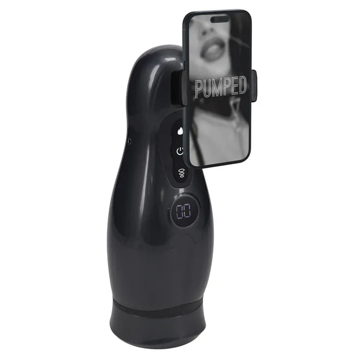PUMPED Virtuo Gunmetal USB Rechargeable Sucking & Vibrating Auto Masturbator Shots Toys