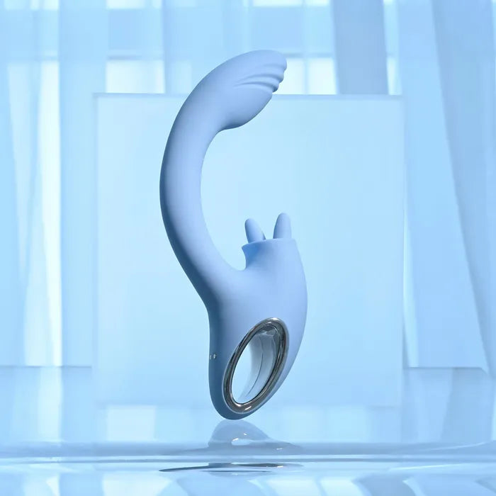 Playboy Pleasure SAPPHIRE SKY USB Rechargeable Vibrator With Double Tongue Stimulator Playboy Pleasure