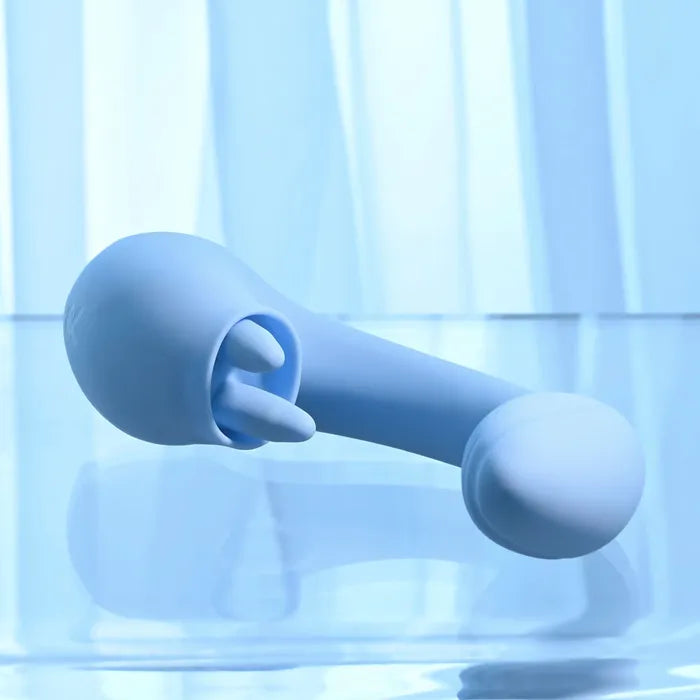 Playboy Pleasure SAPPHIRE SKY USB Rechargeable Vibrator With Double Tongue Stimulator Playboy Pleasure