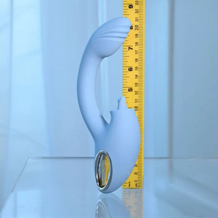 Playboy Pleasure SAPPHIRE SKY USB Rechargeable Vibrator With Double Tongue Stimulator Playboy Pleasure