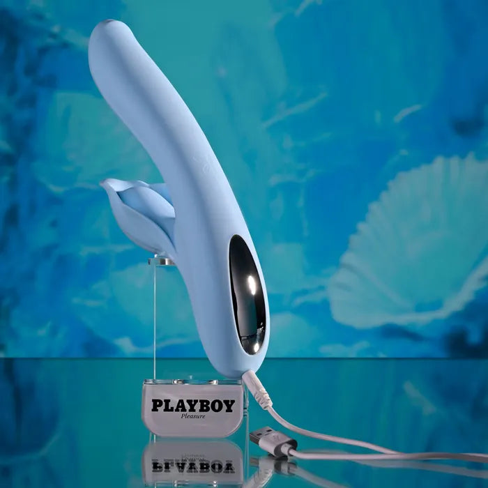 Playboy Pleasure IN BLOOM USB Rechargeable Thrusting Tapping & Heating Dual Vibrator Playboy Pleasure