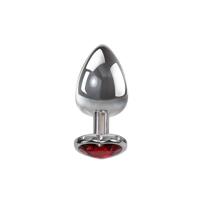 Adam & Eve Medium Metallic 8.25 cm Butt Plug with Red Heart Gem Base 8.25cm Adam & Eve Main image