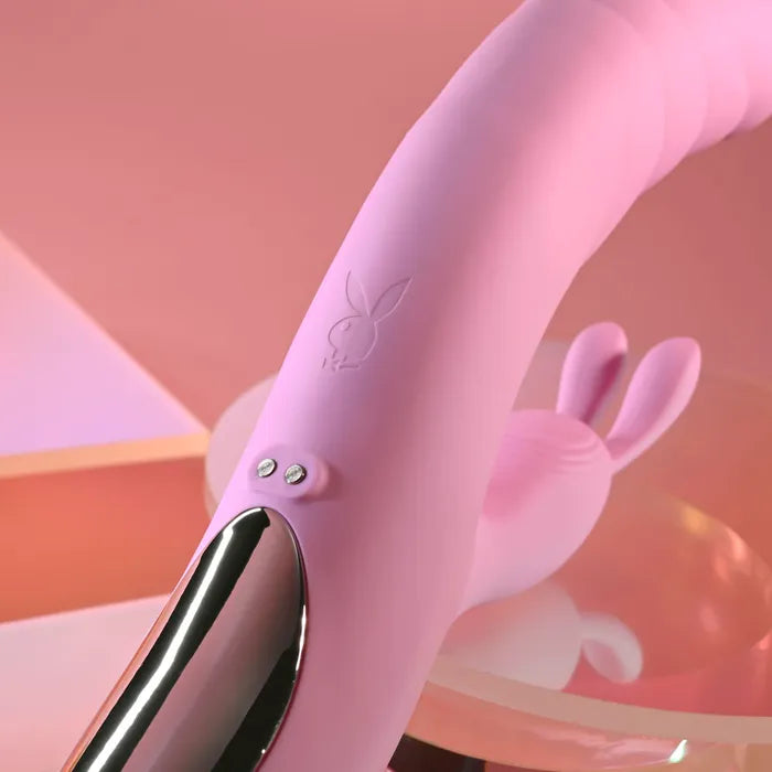 Playboy Pleasure RUB ME RIGHT USB Rechargeable Thrusting Rabbit Vibrator Playboy Pleasure