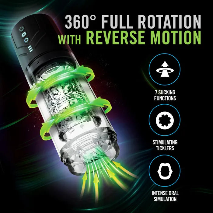 Blush Novelties M For Men Whirlwind Pro USB Rechargeable Rotating & Sucking Auto Stroker Blush Novelties