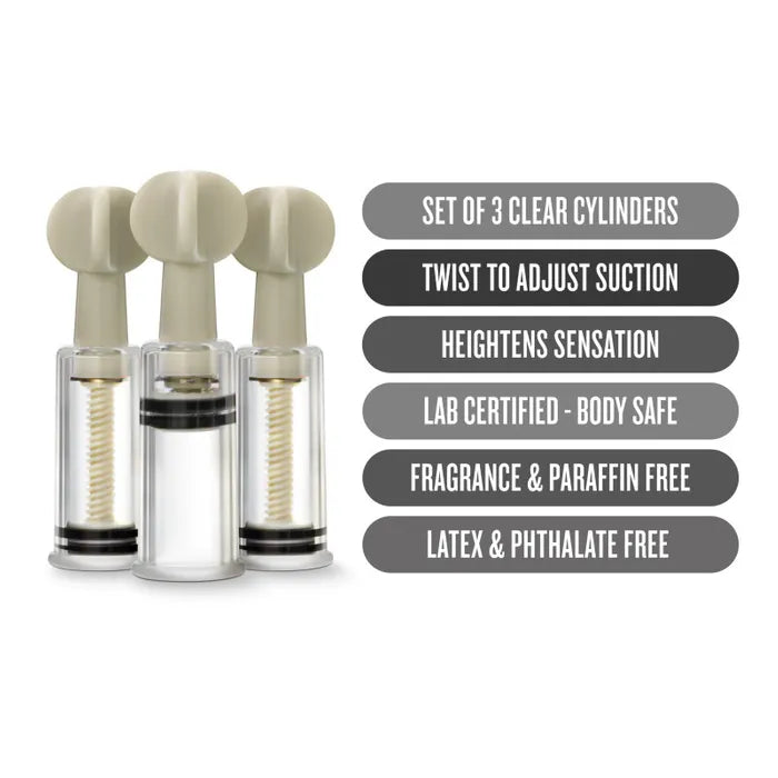 Blush Novelties Temptasia Clit & Nipple Twist Suckers Set Of 3 Blush Novelties