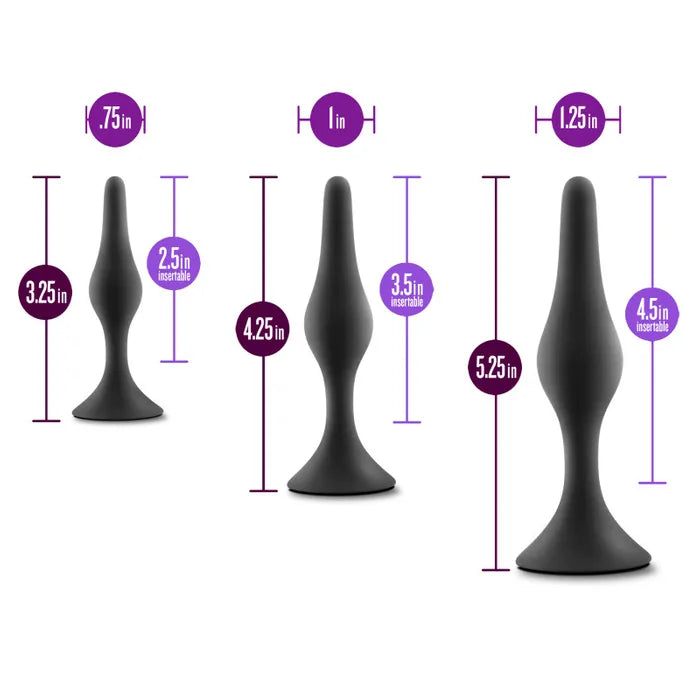 Blush Novelties Anal Adventures Platinum Silicone Beginner Butt Plug Kit Set Of 3 Sizes Blush Novelties