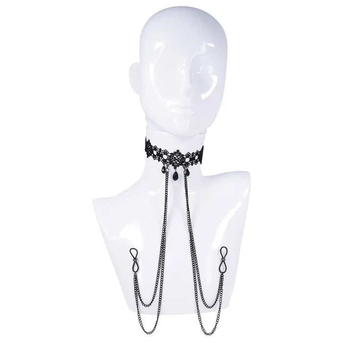 Sportsheets Sex & Mischief Lace Collar With Nipple Ties Sportsheets