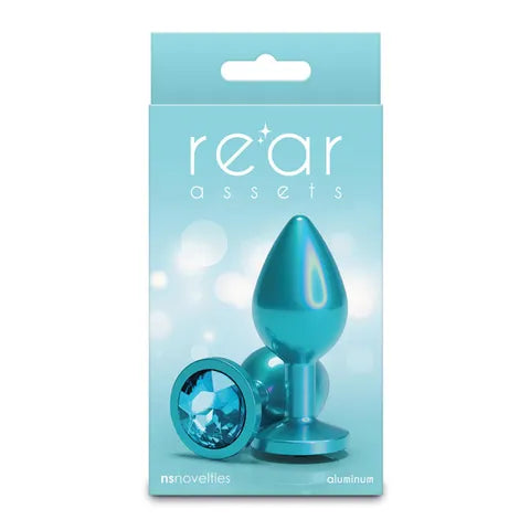 NS Novelties Rear Assets Medium Butt Plug 8.2cm Iridescent Teal NS Novelties