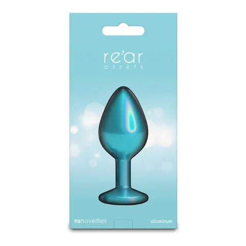 NS Novelties Rear Assets Medium Butt Plug 8.2cm Iridescent Teal NS Novelties