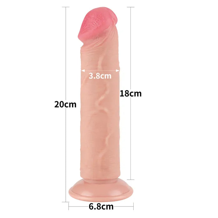 Lovetoy Sliding Skin Dual Layer Dong With Flexible Skin 8 Inch Flesh