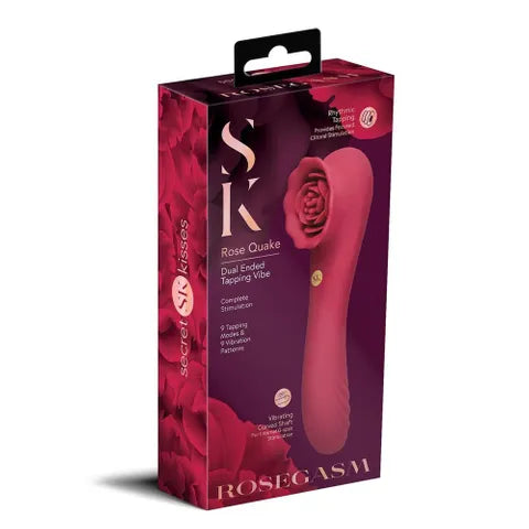 Xgen Products Secret Kisses ROSEGASM ROSE QUAKE USB Rechargeable Dual Ended Tapping Vibrator Red Secondary image
