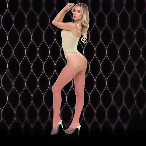 XGEN Products LAPDANCE Pink Mirage Suspender Bodystocking Cream / Pink One Size Secondary image
