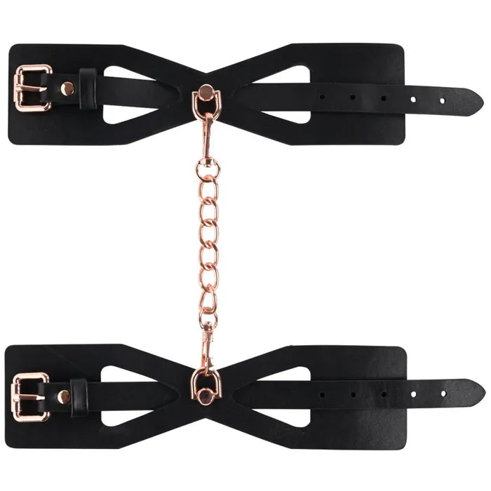 Sportsheets Sex & Mischief Brat Handcuffs Gold Restraints Black / Rose
