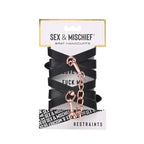 Sportsheets Sex & Mischief Brat Handcuffs Gold Restraints Black / Rose
