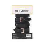 Sportsheets Sex & Mischief Brat Handcuffs Gold Restraints Black / Rose