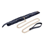 Sportsheets Sex & Mischief Cougar Fur Collar & Leash Furry Restraint Navy Blue / Gold