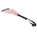 Sportsheets Sex & Mischief Brat Faux Fur Flogger Black Whip With Pink Faux Feather 50cm