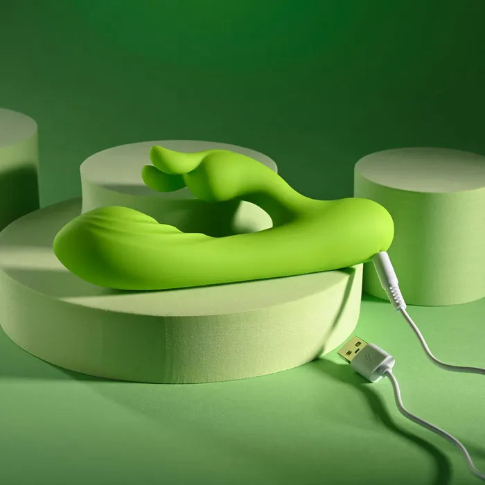 Evolved BRAT BUNNY USB Rechargeable Rabbit Vibrator 16.2cm Green Secondary image