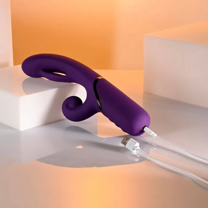 Evolved PLEASURE PUFF USB Rechargeable Inflatable Rabbit Vibrator 24.1cm Purple Evolved