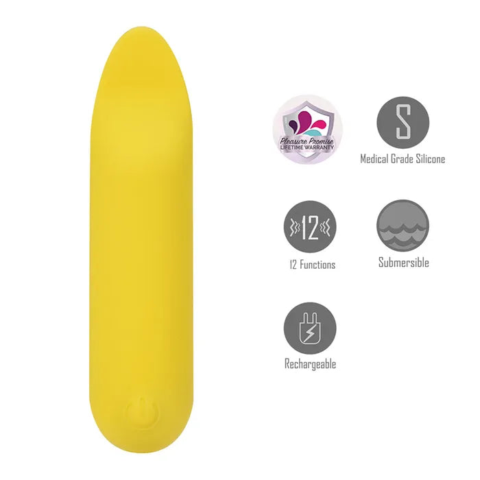 Maia TAWNI USB Rechargeable Bullet with Flickering Tip Yellow 9 cm