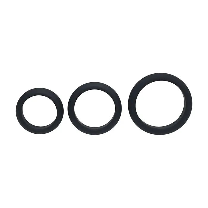 Shots Toys LEVELZ Wide O Silicone Cock Ring S / M / L Set Of 3 Sizes Black Shots Toys