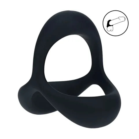 Shots Toys LEVELZ Tri O Ergo Silicone Cock & Ball Ring Black Shots Toys