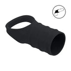 Shots Toys LEVELZ Silicone Cock Ring & Ribbed Sleeve Black Shots Toys