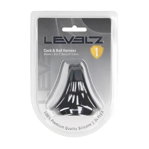 Shots Toys LEVELZ Silicone Cock & Ball Harness Cock & Ball Ring Black Shots Toys