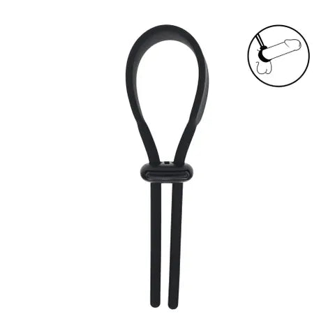 Shots Toys LEVELZ Wide Adjustable Silicone Lasso Cock Ring Black Shots Toys