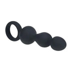 Shots Toys LEVELZ Beaded Silicone Anal Probe With Loop Black 15.3cm Shots Toys