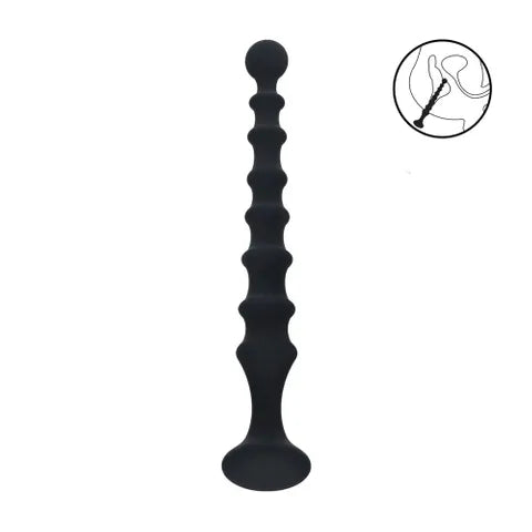 Shots Toys LEVELZ Ribbed Silicone Flared Anal Beads Black 26.7cm Shots Toys
